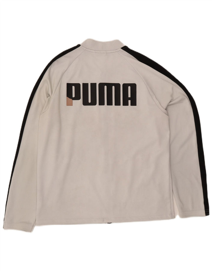 Puma Herren-Trainingsanzug mit grafischem Oberteil, groß, aus weißem Polyester