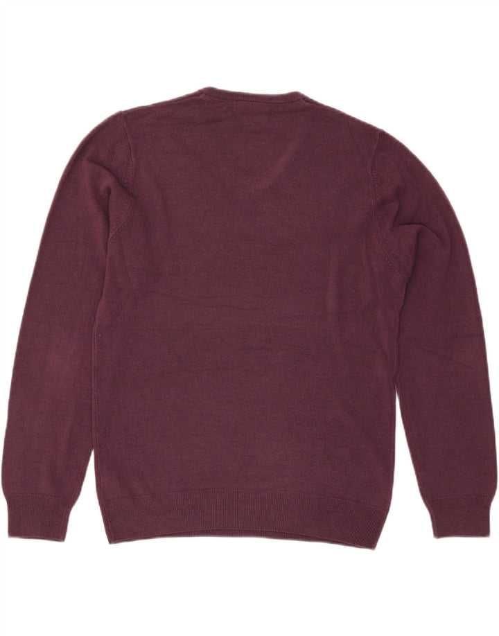Marks & Spencer Herren-Pullover mit normaler Passform und V-Ausschnitt in mittlerem Burgunderrot
