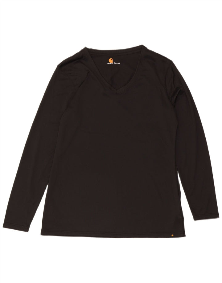 Carhartt Damen Top Langarm UK 16 Large Schwarz Polyester