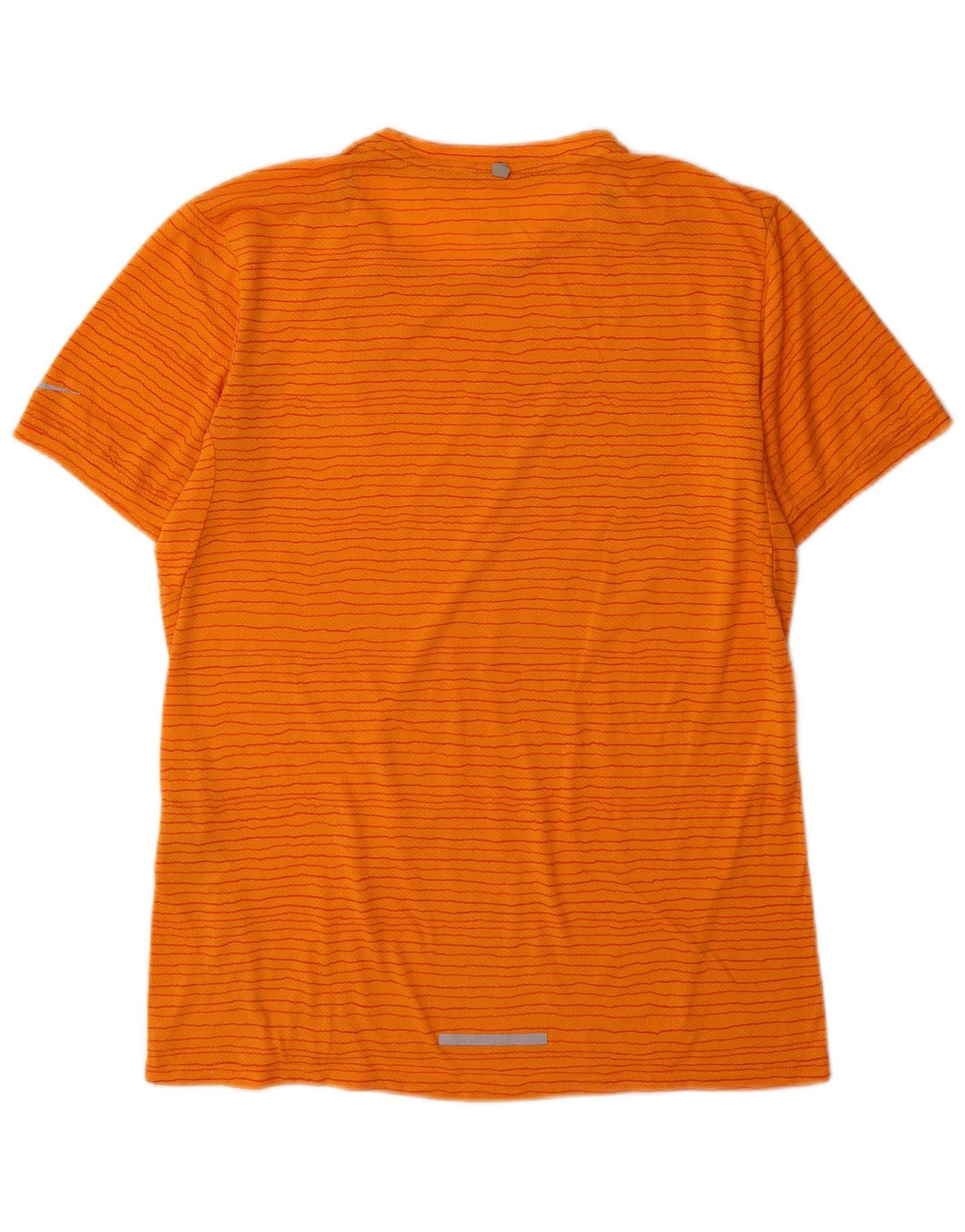 Nike Herren Dri Fit T-Shirt-Oberteil aus mittelorangefarbenem Nadelstreifen-Polyester