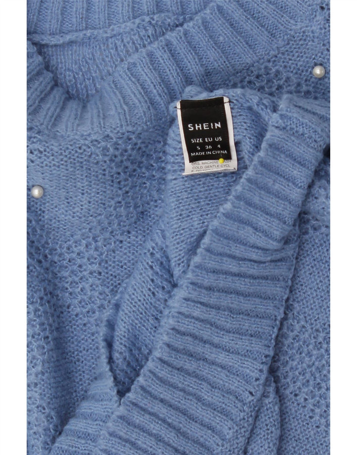 SHEIN Womens Oversized Crew Neck Jumper Sweater UK 10 Small Blue Acrylic Vintage Shein and Second-Hand Shein from Messina Hembry 