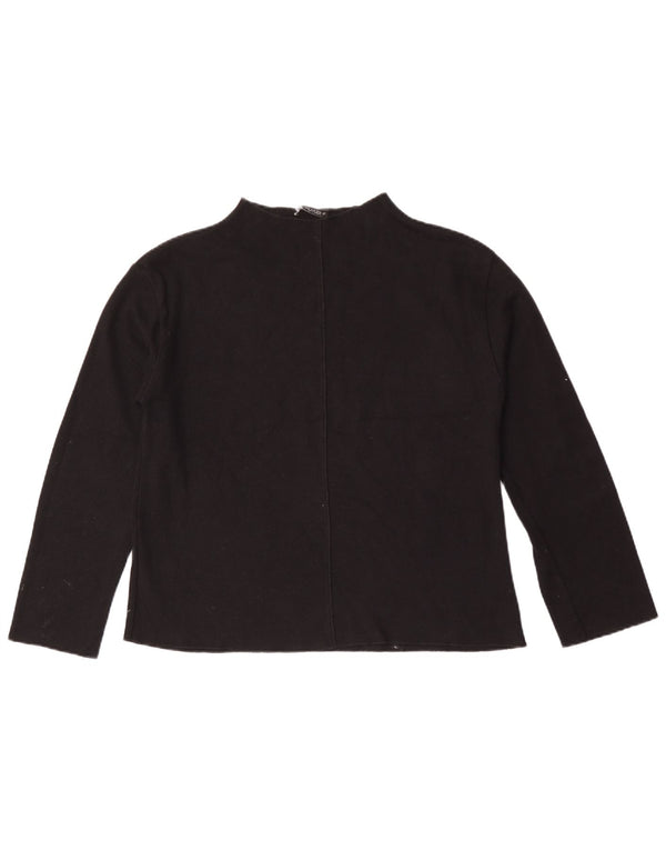 Zara Damen Top Langarm UK 14 Medium Schwarz Baumwolle