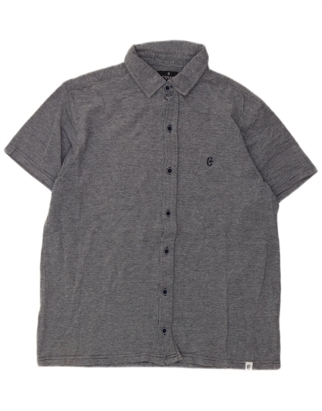 Coveri Herren Kurzarmhemd XL Grau Baumwolle