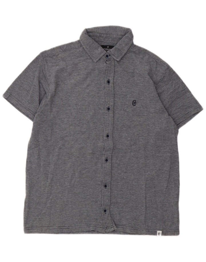 Coveri Herren Kurzarmhemd XL Grau Baumwolle