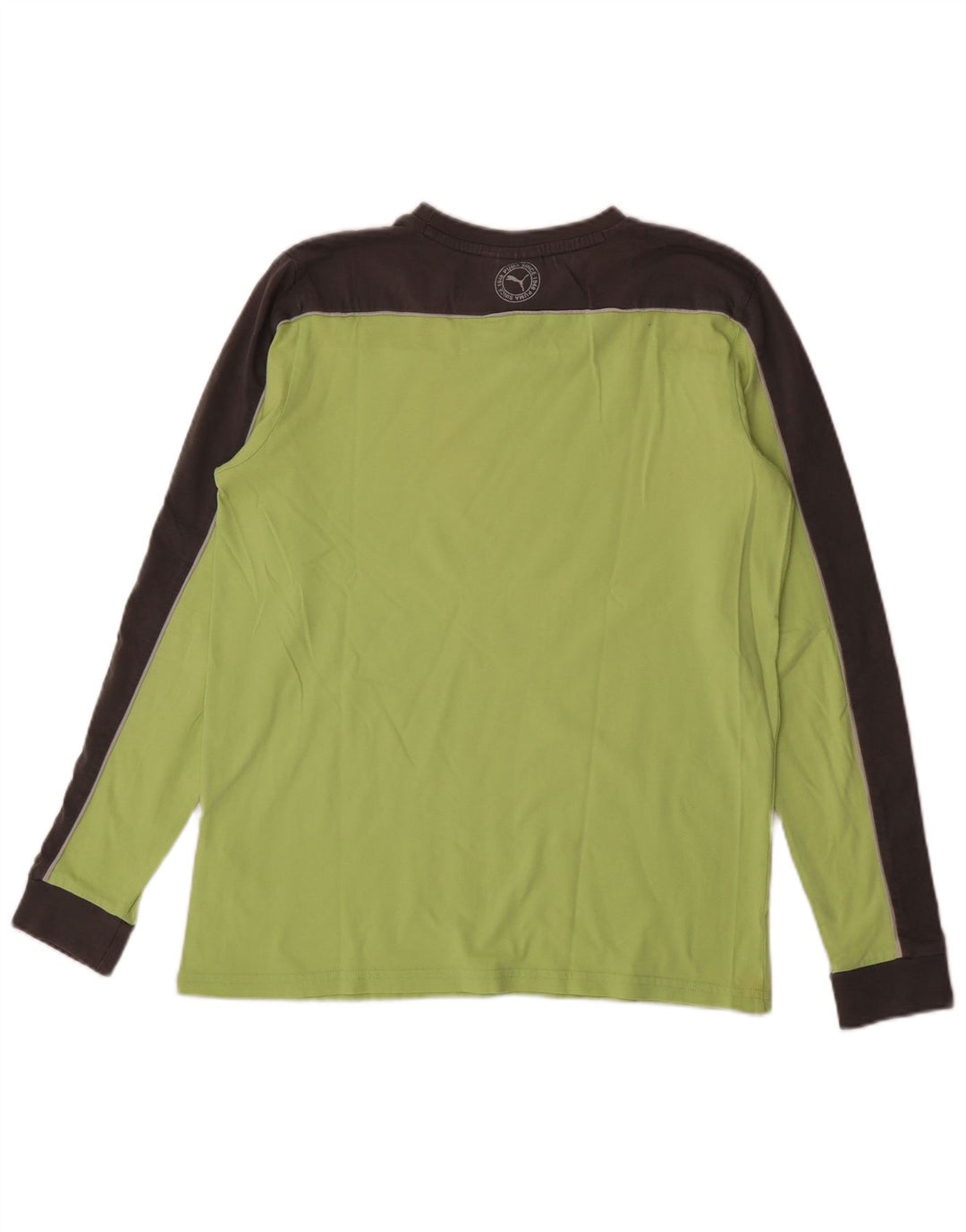 Puma Herren-Oberteil mit langen Ärmeln, mittelgrün, Colourblock-Baumwolle