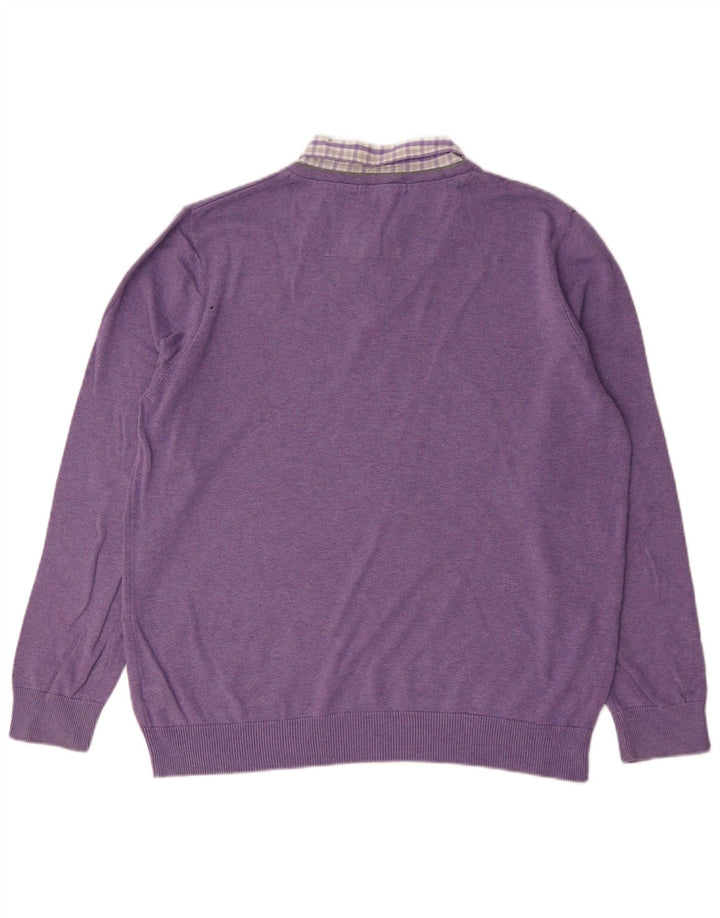 Marks & Spencer Herren-Pullover mit V-Ausschnitt, Größe L, Baumwolle, Lila
