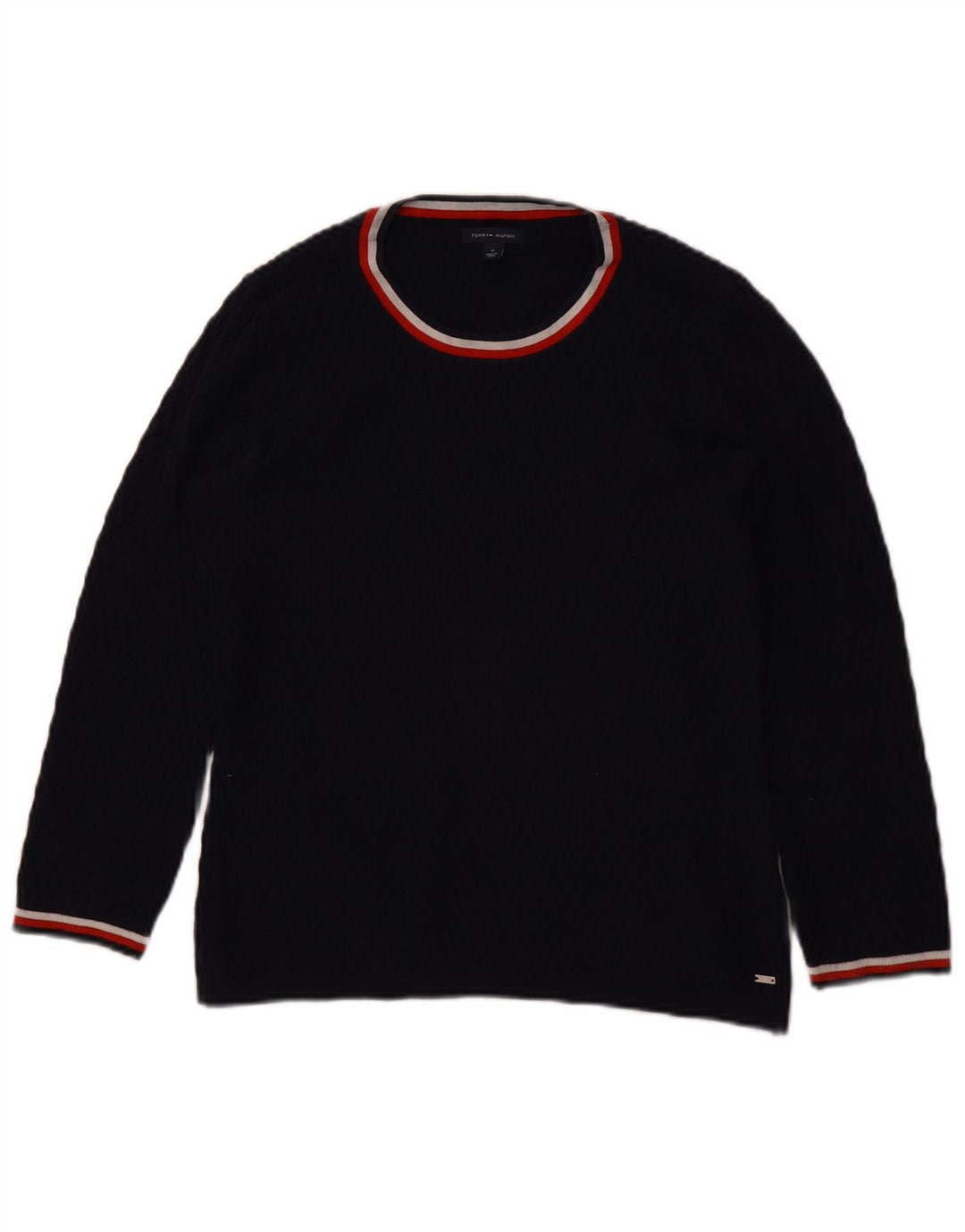 TOMMY HILFIGER Womens Crew Neck Jumper Sweater UK 12 Medium Navy Blue