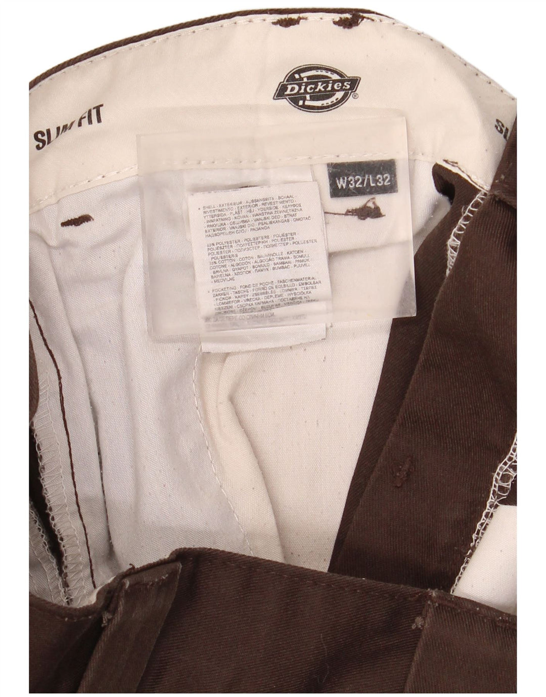 Dickies Herren Slim Fit Chinohose W32 L32 Braunes Polyester