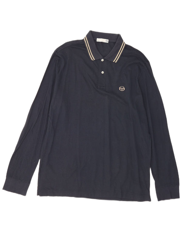 SERGIO TACCHINI Herren Milano Langarm-Poloshirt 2XL Marineblau gestreift