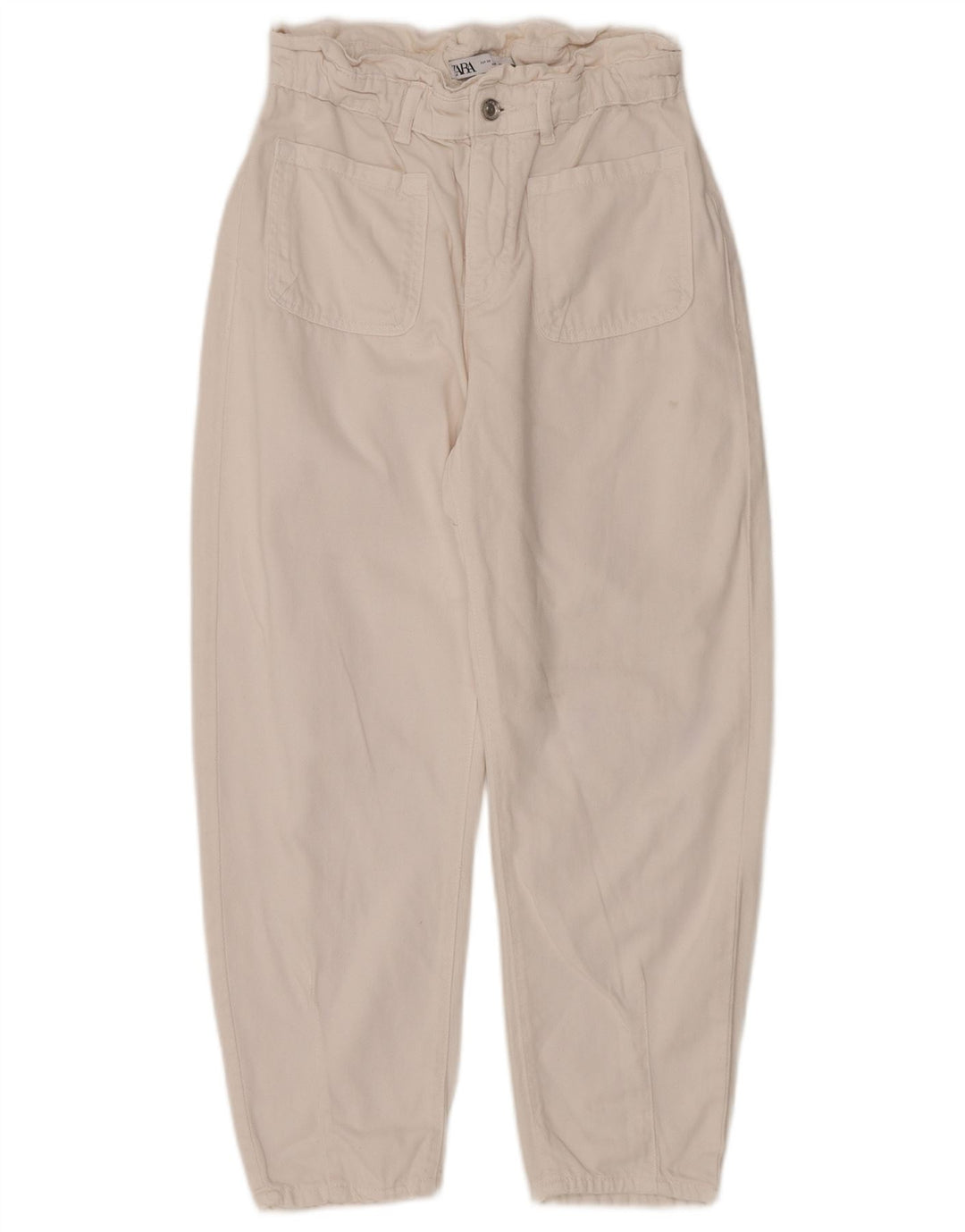 ZARA Damen Tapered Jeans EU 36 XS W26 L24 Weiße Baumwolle