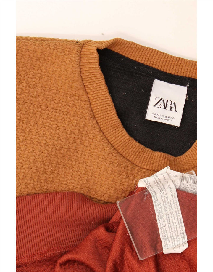 Zara Herren-Sweatshirt-Pullover XL, mehrfarbig, Colourblock-Polyester
