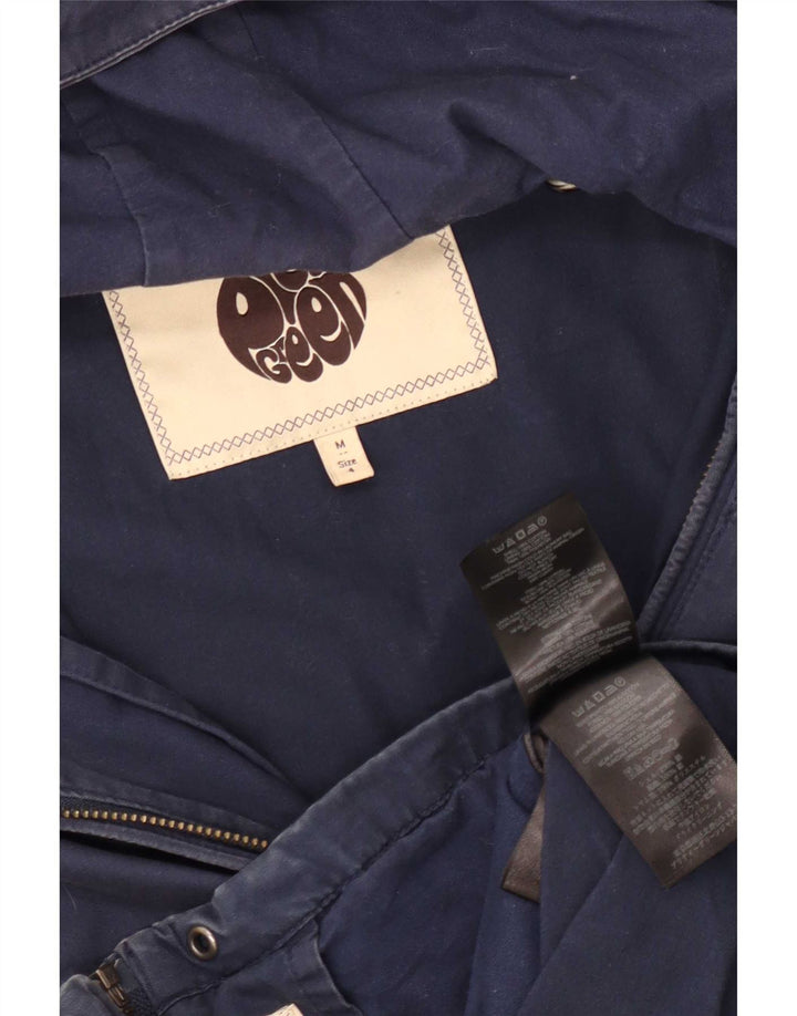 Pretty Green Herren-Bomberjacke mit Kapuze, UK 38, mittelmarineblaue Baumwolle