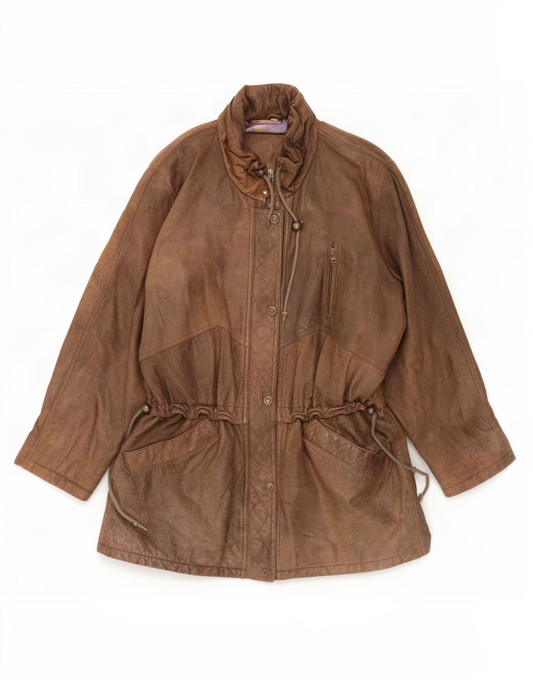 Vintage Damen Ledermantel EU 40 Mittelbraun