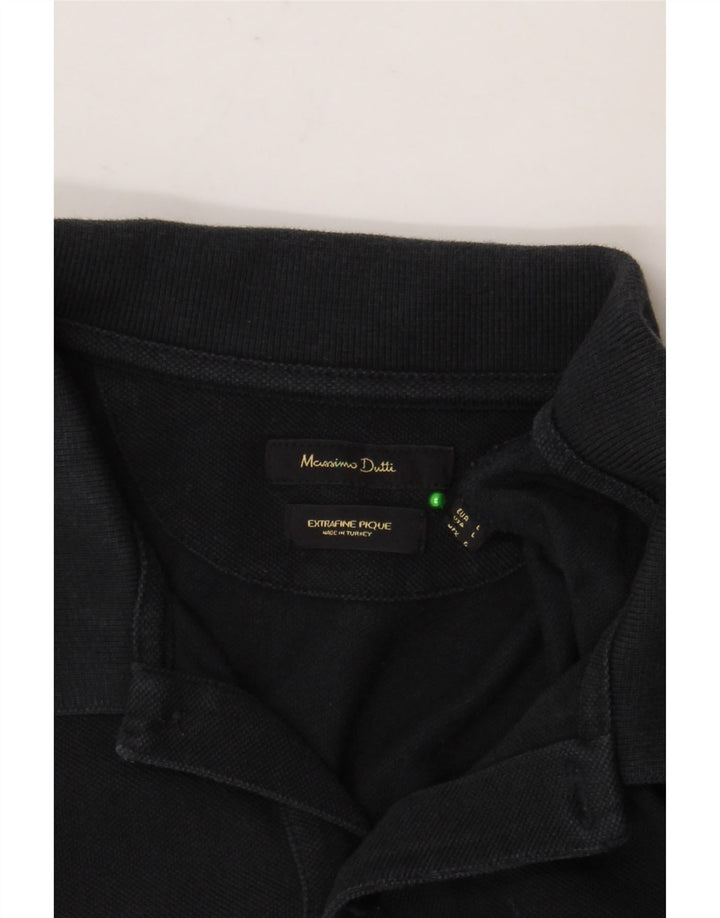 Massimo Dutti Herren-Poloshirt, groß, schwarze Baumwolle