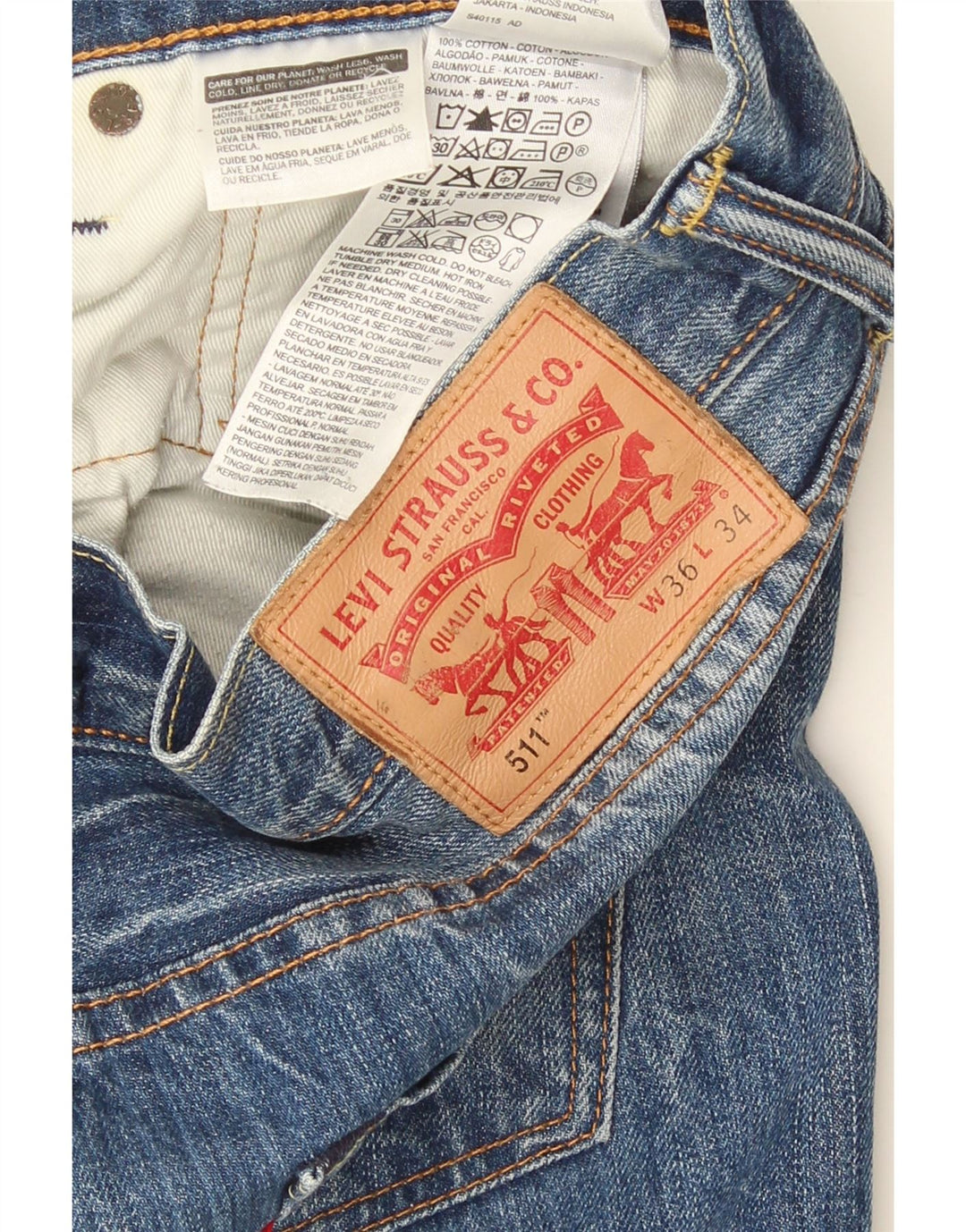 Levi's Herren 511 Slim Jeans W36 L34 Blaue Baumwolle