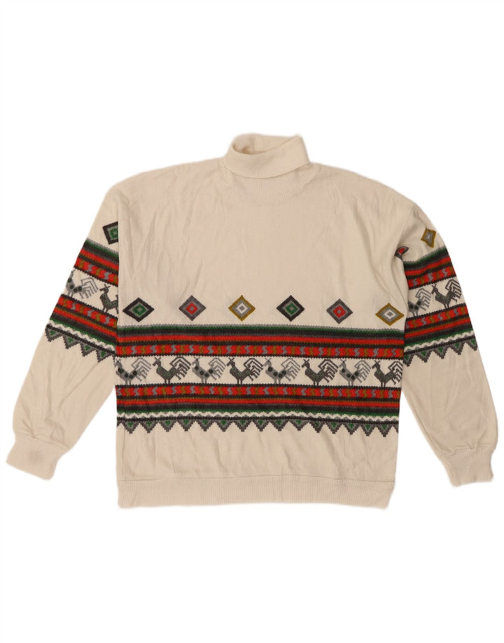 Vintage Damen Rollkragenpullover IT 44/46 Mittelweißes Polyacryl