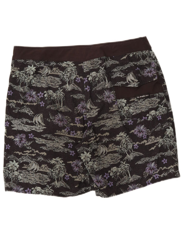 Quiksilver Herren-Badeshorts, groß, schwarz, hawaiianisches Blumenmuster