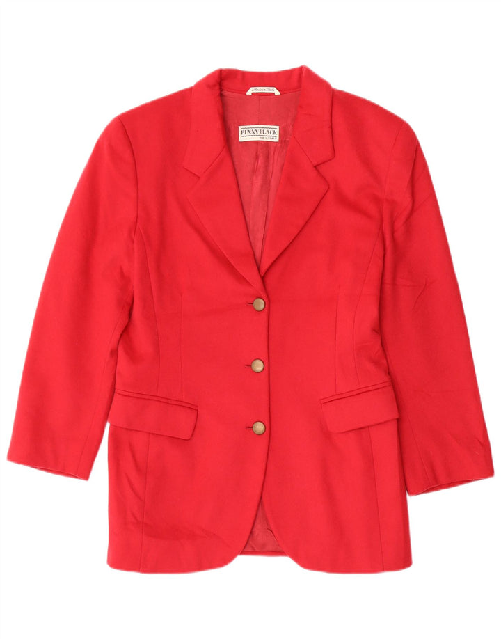 Penny Black Damen-Blazerjacke mit 3 Knöpfen, UK 12, mittelrote Wolle