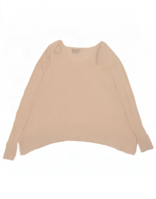 Massimo Dutti Damen-Pullover mit bauchfreiem V-Ausschnitt, Gr. 16, Größe L, gebrochenes Weiß, Seide