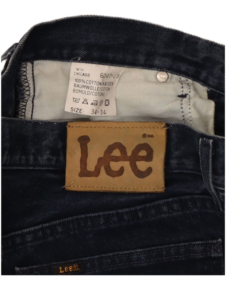 Lee Herren Chicago Straight Jeans W34 L28 Marineblau Baumwolle
