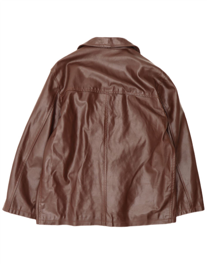 Conbipel Herren-Blazer aus Leder mit 3 Knöpfen, Gr. 40, großes braunes Leder