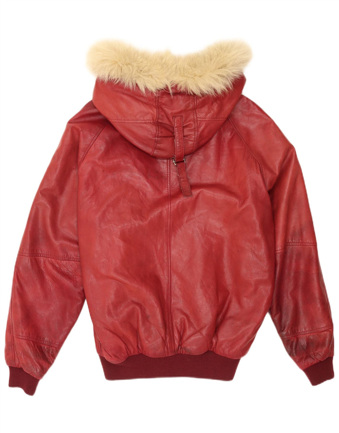 Charles Chevignon Herren-Lederjacke mit Kapuze, UK 38, mittleres Burgunderrot