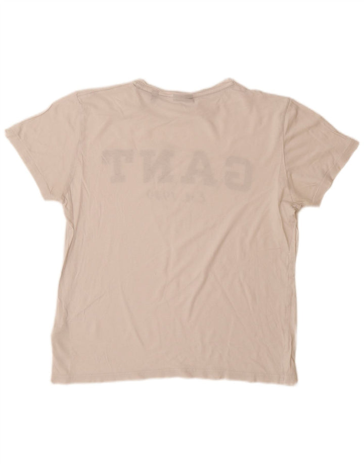 Gant Damen Grafik-T-Shirt-Oberteil UK 14 Mittelweiße Baumwolle