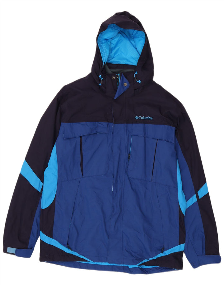 Columbia Herren Interchange Kapuzen-Regenjacke UK 40 Large Blue Colourblock