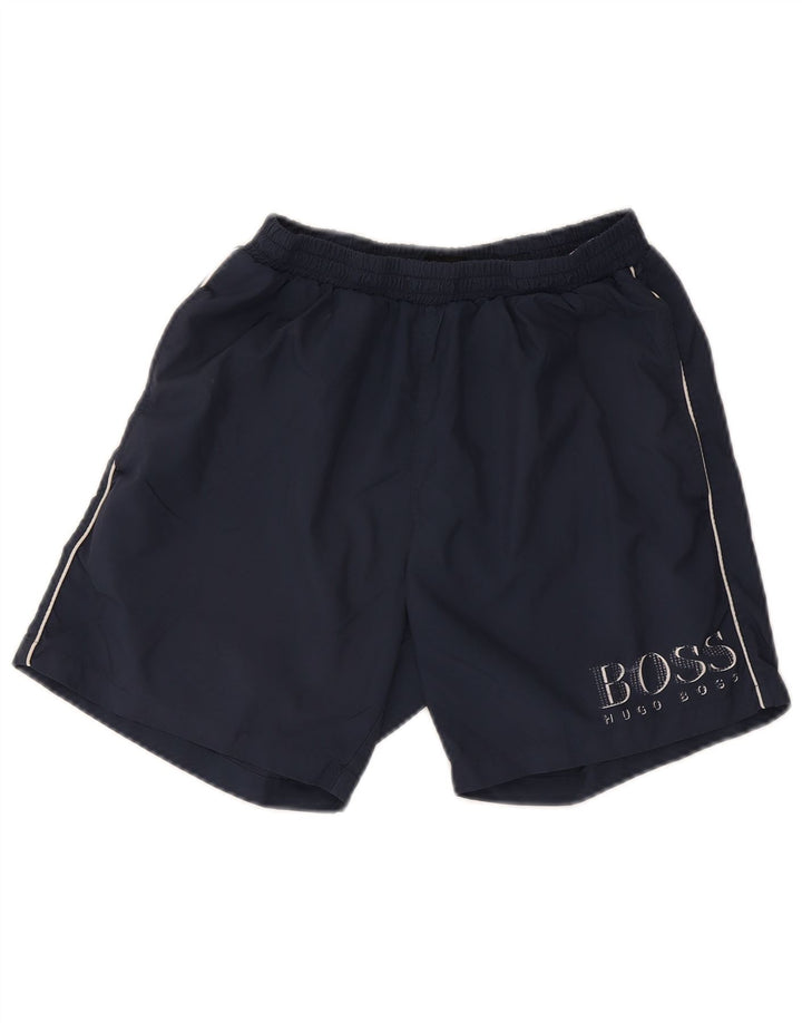 Hugo Boss Herren-Sportshorts mit Grafik, Größe S, Marineblau, Polyester