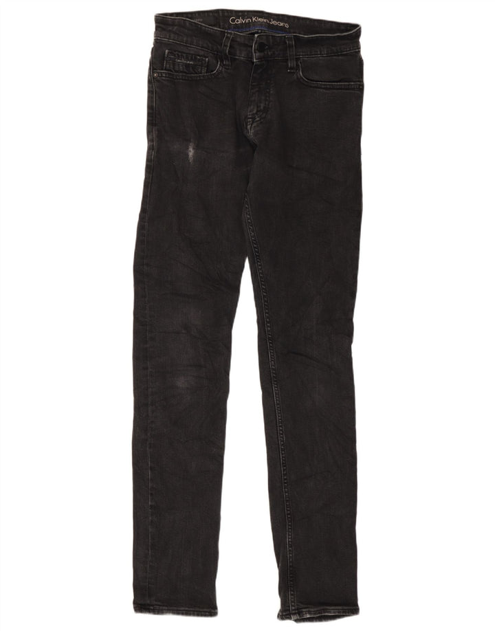 Calvin Klein Herren Distressed Slim Jeans W28 L34 Schwarze Baumwolle