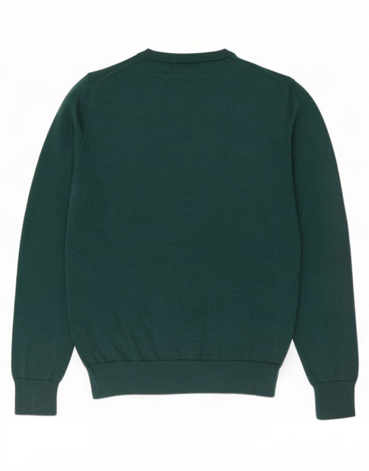 Marks & Spencer Herren-Pullover mit V-Ausschnitt aus mittelgrüner Baumwolle