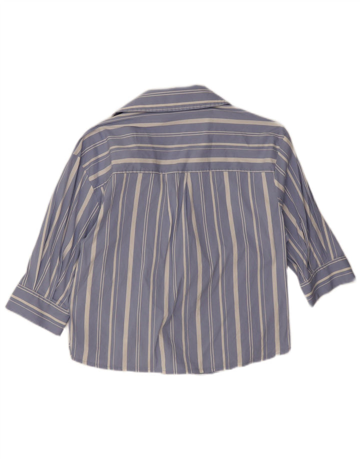 Woolrich Damen-Hemdbluse mit 3/4-Ärmeln, übergroß, Gr. 10, klein, blau gestreift