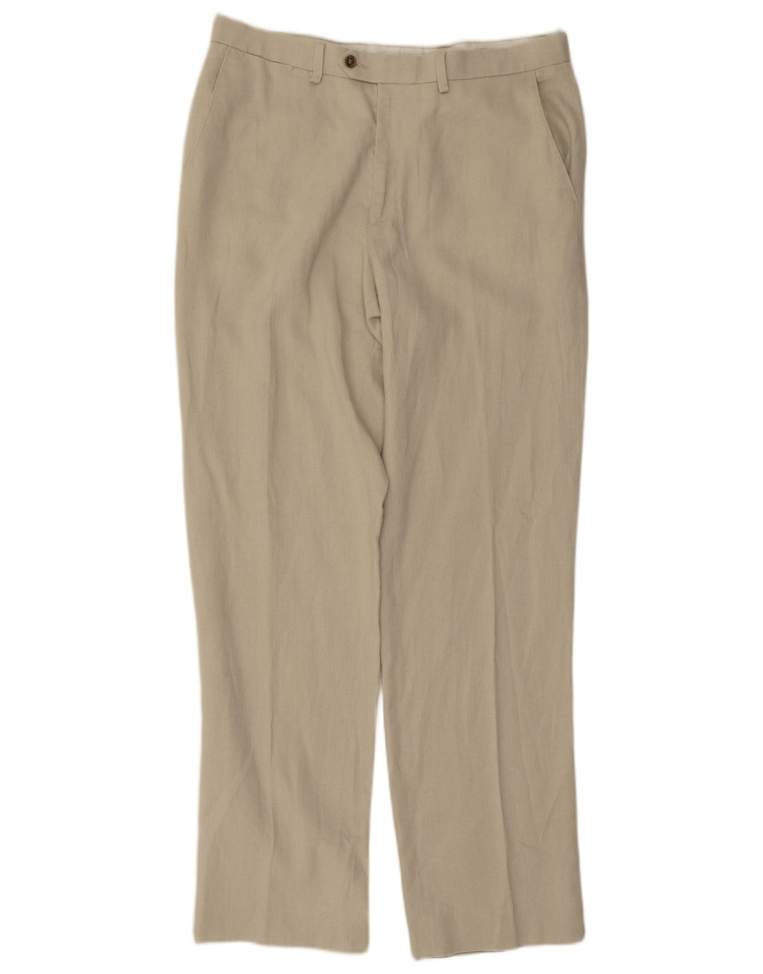 Marks & Spencer Herren-Anzughose in normaler Passform, W34, L33, Beige, Leinen