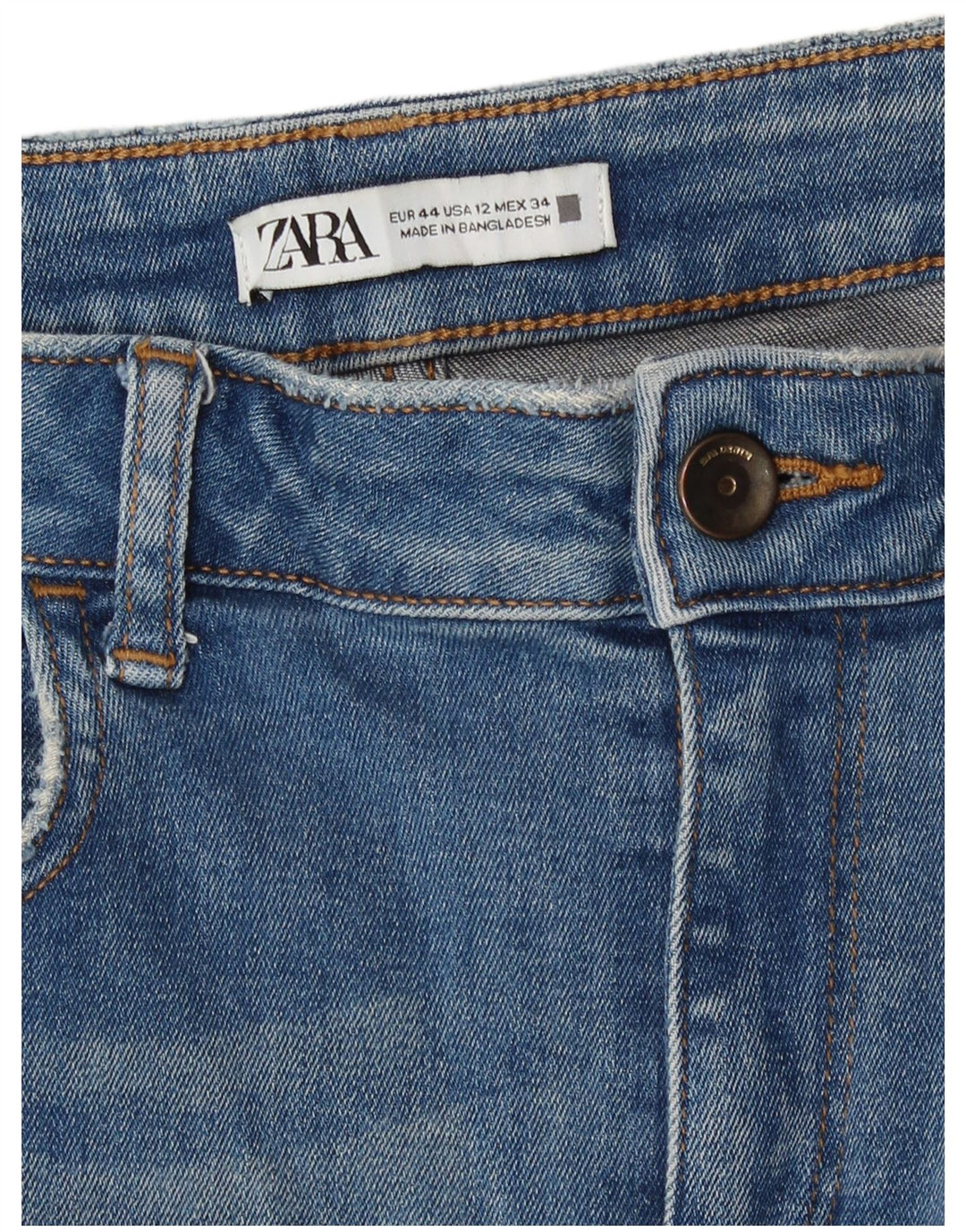 Zara Damen Distressed Slim Jeans EU 44 XL W34 L27 Blau