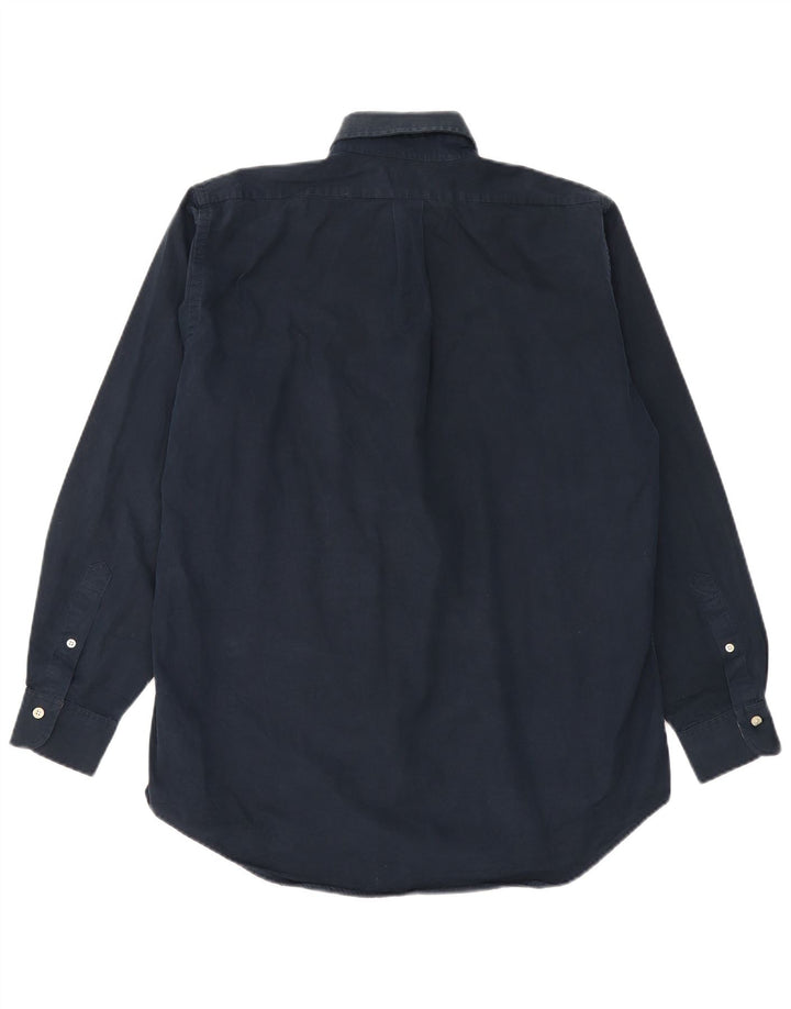 AQUASCUTUM Herren-Hemd mit lockerer Passform, mittelmarineblaue Baumwolle