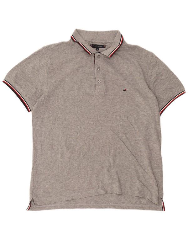 Tommy Hilfiger Herren Slim Fit Poloshirt XL Grau gefleckte Baumwolle
