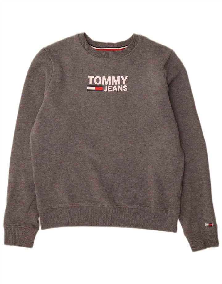 TOMMY HILFIGER Damen Übergroßer Grafik-Sweatshirt-Pullover UK 6 XS Grau