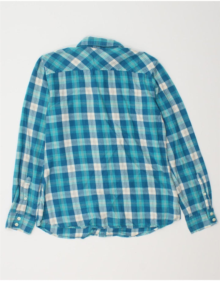 EDDIE BAUER Damen Flanellhemd UK 10 Small Blue Check Baumwolle