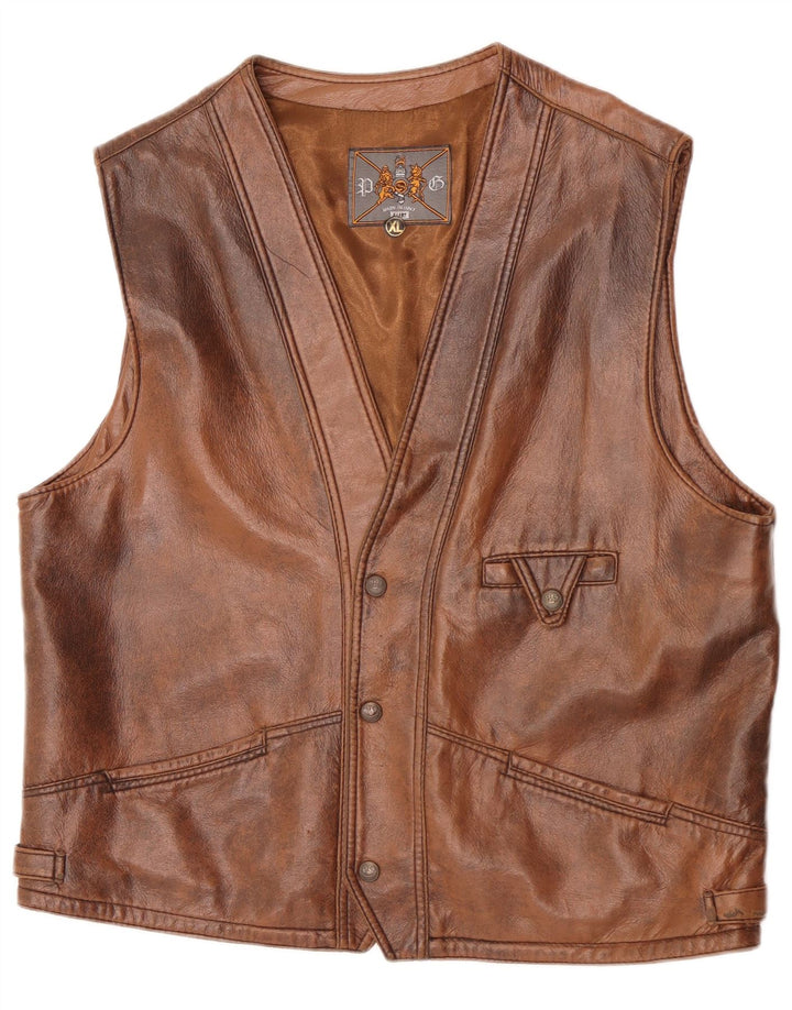 Vintage Herren Lederweste XL Braun