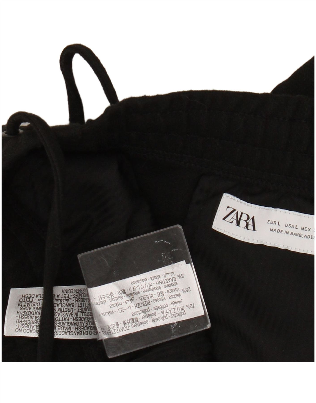 Zara Damen Tapered Freizeithose, Größe L, W32, L28, Schwarz, Polyester