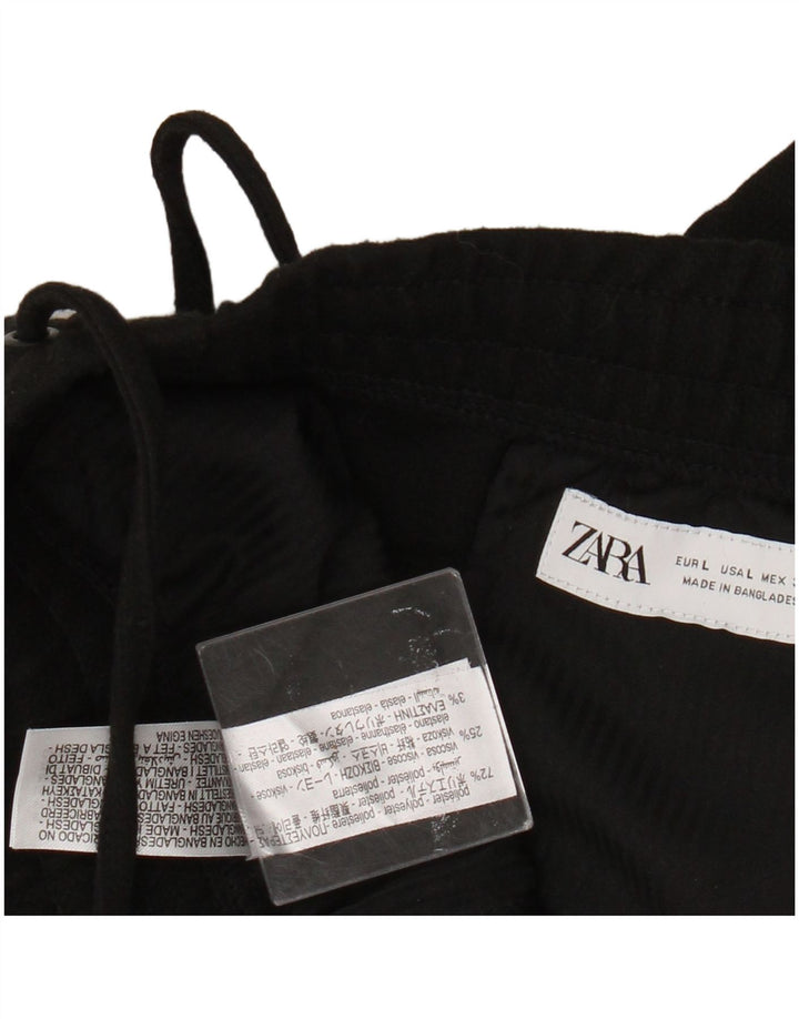 Zara Damen Tapered Freizeithose, Größe L, W32, L28, Schwarz, Polyester