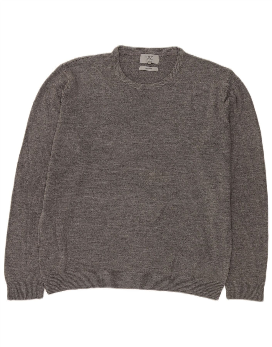 Marks & Spencer Herren-Pullover mit Rundhalsausschnitt, reguläre Passform, XL, grau, Acryl