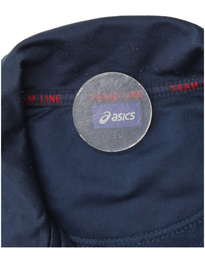 Asics Herren-Trainingsanzug-Oberteil, Jacke, klein, marineblau, Farbblock-Polyester