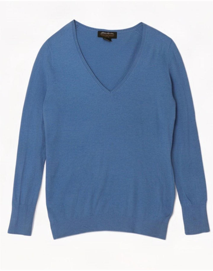 Eddie Bauer Herren-Pullover mit V-Ausschnitt, Größe S, blaue Baumwolle