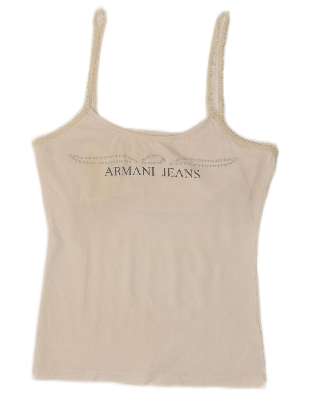 Armani Jeans Damen Graphic Crop Cami Top UK 8 Small Weiß