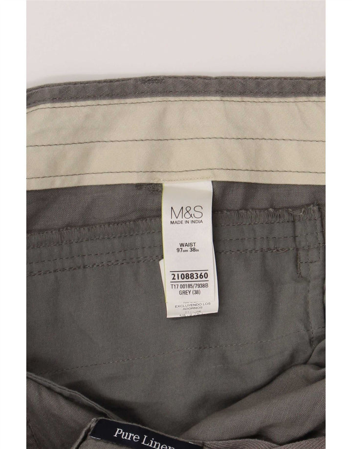 Marks & Spencer Herren Chinoshorts W38 XL Grau Leinen