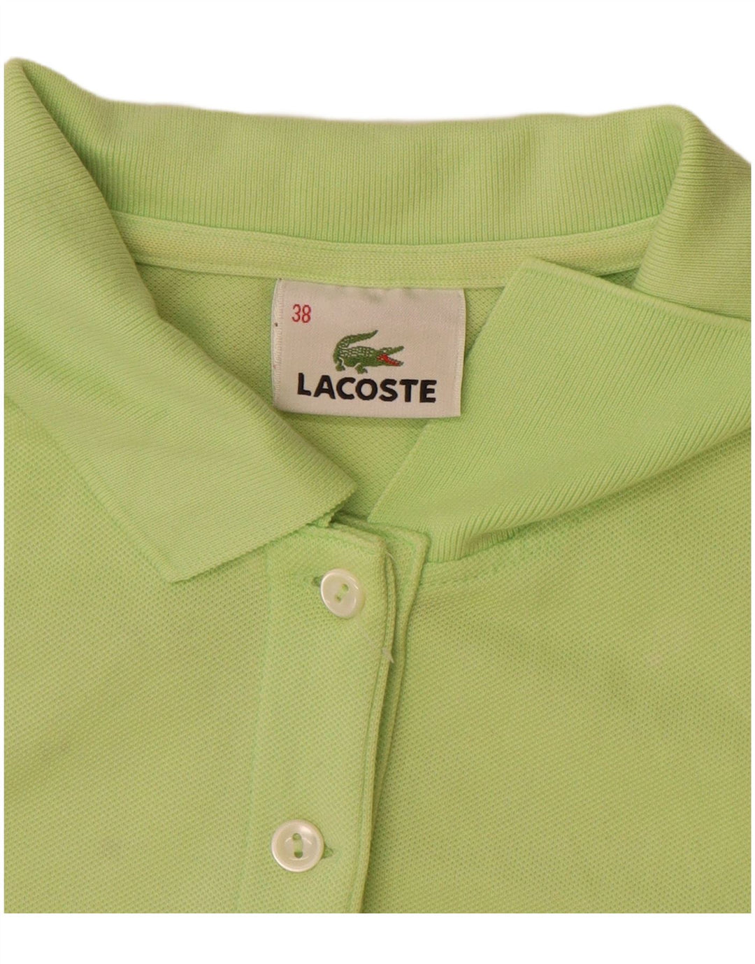 Lacoste Damen-Poloshirt, Größe 38, mittelgrüne Baumwolle