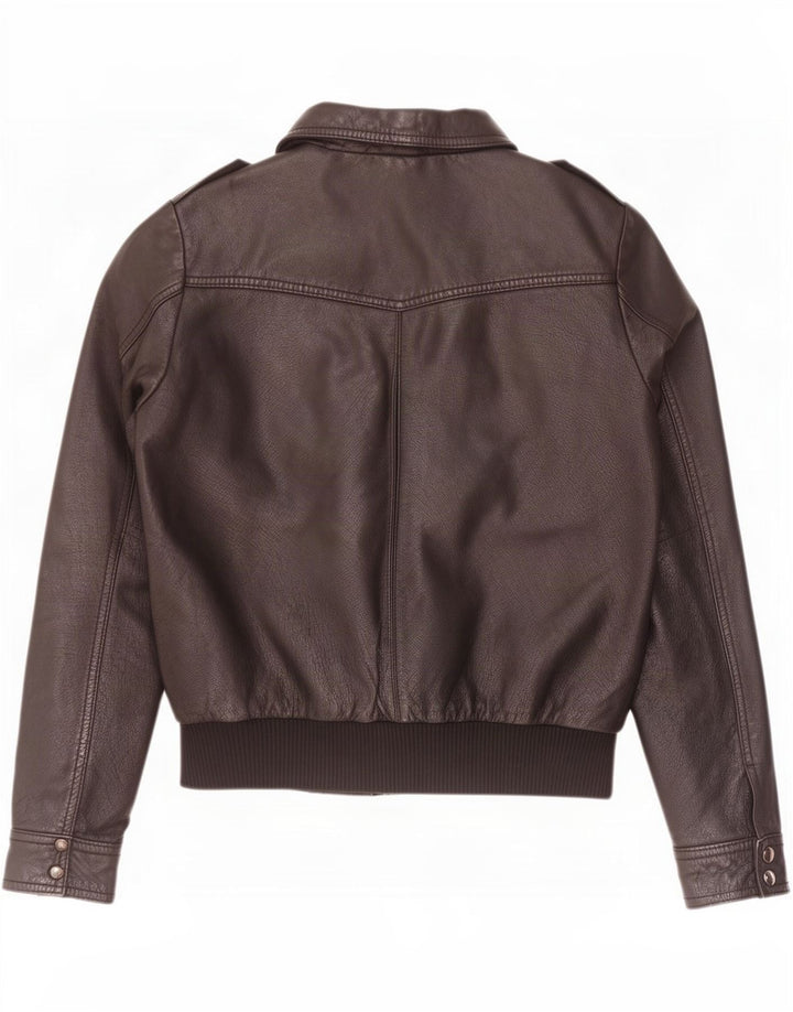 H&M Damen Militärlederjacke UK 14 Mittelschwarz