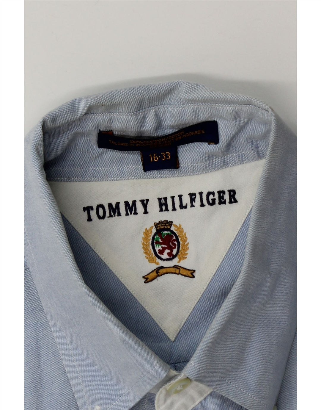 Tommy Hilfiger Herrenhemd, Größe 16, groß, blaue Baumwolle
