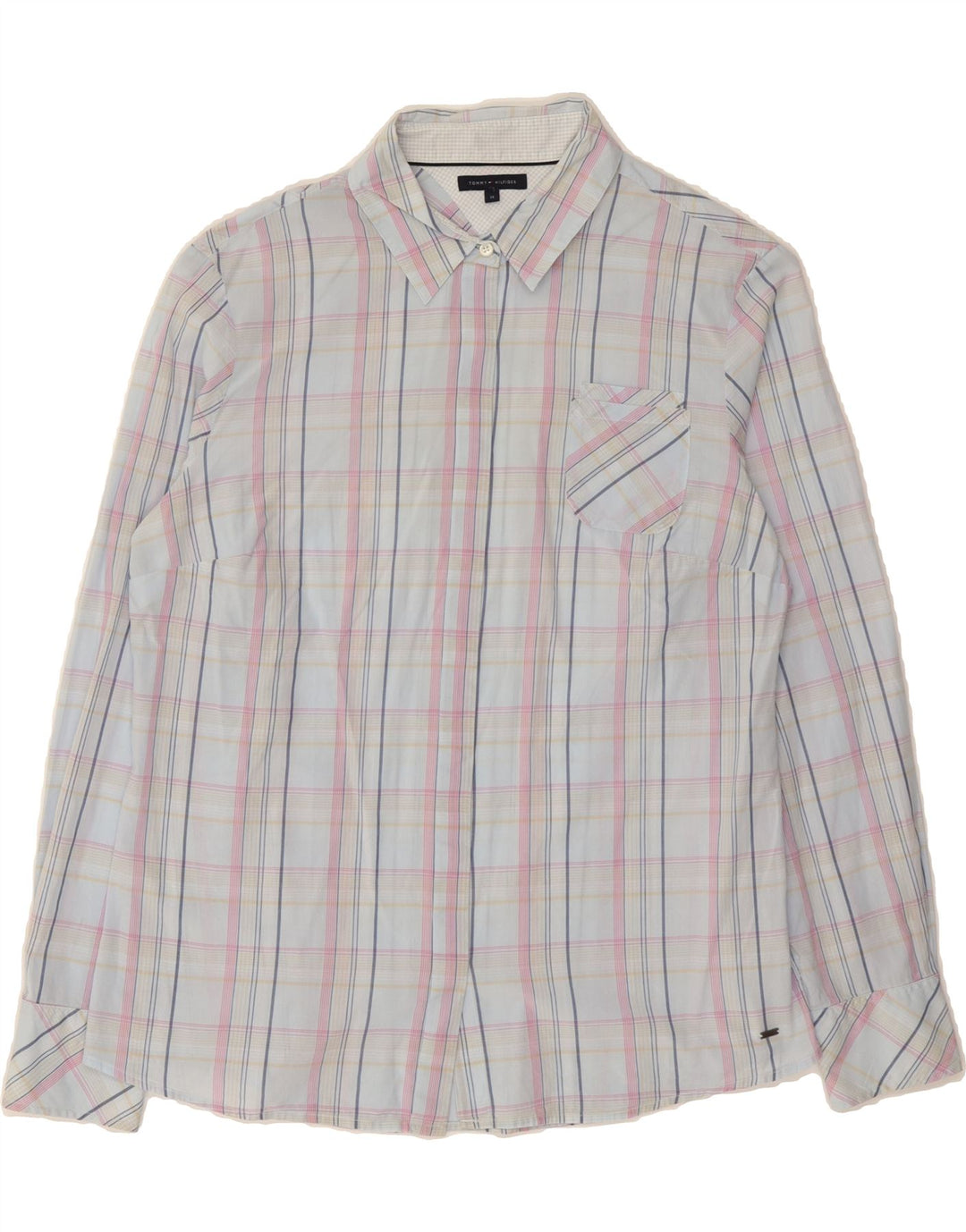 TOMMY HILFIGER Mens Shirt Medium Blue Check Cotton Vintage Tommy Hilfiger and Second-Hand Tommy Hilfiger from Messina Hembry 